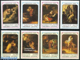 Sierra Leone 1989 Christmas 8v, Rembrandt Paintings, Mint NH, Religion - Christmas - Art - Rembrandt - Christmas