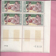POLYNESIE FRANCAISE  POSTE AERIENNE Bloc De 4 Timbres De 50 F  Coin Date 5 8 1958 - Unused Stamps