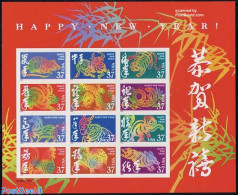 United States Of America 2005 Lunar New Year 2x12v M/s (double Sided), Mint NH, Nature - Various - Cat Family - Dogs -.. - Neufs