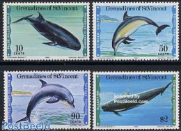 Saint Vincent & The Grenadines 1980 Whales/Dolphins 4v, Mint NH, Nature - Sea Mammals - St.Vincent Und Die Grenadinen