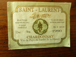 SAINT LAURENT - 1990 - CHARDONNAY - Vin De Pays Du Jardin De La France - Michel MORILLEAU à Legé - Autres & Non Classés