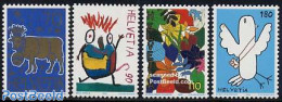 Switzerland 1996 Stamp Design 4v, Mint NH, Nature - Cattle - Art - Children Drawings - Modern Art (1850-present) - Unused Stamps