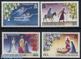 Cayman Islands 1991 Christmas 4v, Mint NH, Nature - Religion - Flowers & Plants - Angels - Christmas - Christentum