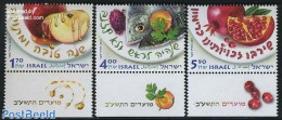 Israel 2011 Festivals 3v, Mint NH, Health - Nature - Various - Food & Drink - Fish - Fruit - Folklore - Ongebruikt (met Tabs)