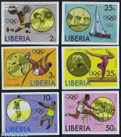 Liberia 1976 Olympic Games 6v Imperforated, Mint NH, Sport - Transport - Athletics - Olympic Games - Sailing - Weightl.. - Athlétisme