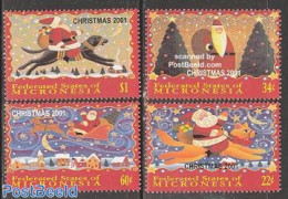 Micronesia 2001 Christmas 4v, Mint NH, Nature - Religion - Cats - Dogs - Christmas - Noël