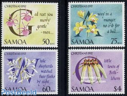 Samoa 1992 Christmas, Orchids 4v, Mint NH, Nature - Religion - Flowers & Plants - Orchids - Christmas - Weihnachten