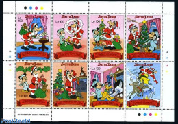 Sierra Leone 1990 Christmas, Disney 8v M/s (8x100Le), Mint NH, Religion - Christmas - Art - Disney - Natale