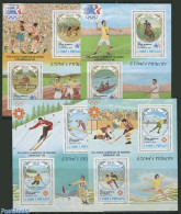 Sao Tome/Principe 1983 Olympic Games 4 S/s, Mint NH, Nature - Sport - Horses - Athletics - Cycling - Kayaks & Rowing -.. - Leichtathletik