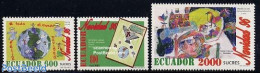 Ecuador 1996 Christmas 3v, Mint NH, Religion - Christmas - Art - Children Drawings - Christmas