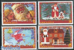 Grenada 2001 Christmas 4v, Mint NH, Religion - Sport - Christmas - Skating - Weihnachten