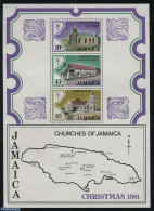 Jamaica 1981 Christmas S/s, Mint NH, Religion - Christmas - Churches, Temples, Mosques, Synagogues - Weihnachten