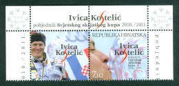 Croatia 2011 Kostelic Ivica Stamp + Label From Sheet WITHDRAWN Reiffeisen Bank ERROR Author's Rights - Kroatien