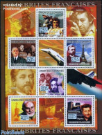 Comoros 2009 French Celebrities 6v M/s, Mint NH, History - Nature - Performance Art - Transport - French Presidents - .. - De Gaulle (Général)