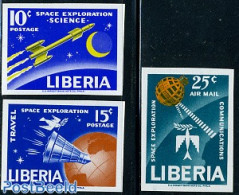 Liberia 1963 Space Exploration 3v Imperforated, Mint NH, Transport - Space Exploration - Autres & Non Classés