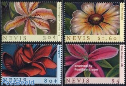 Nevis 2000 Stamp Show, Flowers 4v, Mint NH, Nature - Flowers & Plants - St.Kitts Und Nevis ( 1983-...)