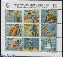 Turks And Caicos Islands 1995 Diving 9v M/s, Singapore 95, Mint NH, Sport - Diving - Art - Photography - Plongée