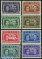 Albania 1938 Royal Wedding 8v, Unused (hinged), History - Kings & Queens (Royalty) - Familles Royales