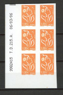 BH-19 Belle Variété Marianne De Lamouche N° 3739b ** Non Dentelé Coin Daté à 10% De La Cote. A Saisir !!! - Unused Stamps