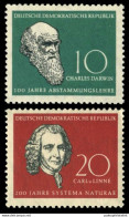 German Democratic Republic (GDR) 1958 "Famous Naturalists"  "Charles Darwin", "Carl Von Linné" - Préhistoriques