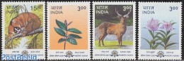 India 2000 Flora & Fauna 4v, Mint NH, Nature - Animals (others & Mixed) - Deer - Flowers & Plants - Unused Stamps