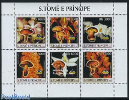 Sao Tome/Principe 2003 Mushrooms 6v M/s, Mint NH, Nature - Mushrooms - Pilze