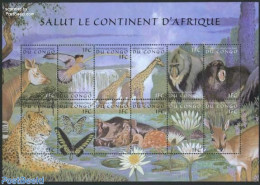 Congo Dem. Republic, (zaire) 2000 African Flora & Fauna 12v M/s, Mint NH, Nature - Animals (others & Mixed) - Butterfl.. - Autres & Non Classés