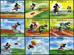 Anguilla 1984 Olympic Games, Disney 9v (without Olympic Rings), Mint NH, Nature - Sport - Reptiles - Athletics - Olymp.. - Atletiek