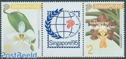Singapore 1993 Orchids 2v+tab [:T:], Mint NH, Nature - Flowers & Plants - Orchids - Autres & Non Classés