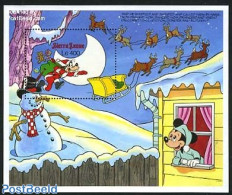 Sierra Leone 1990 Goofy & Mickey S/s, Mint NH, Religion - Christmas - Art - Disney - Natale