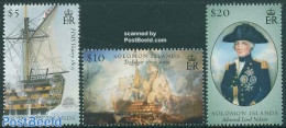 Solomon Islands 2005 Battle Of Trafalgar 3v, Mint NH, History - Transport - Various - Decorations - Ships And Boats - .. - Militaria