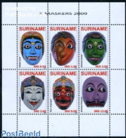 Suriname, Republic 2009 Masks 6v M/s, Mint NH, Various - Folklore - Surinam