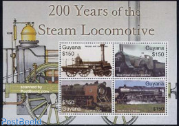 Guyana 2004 Steam Locomotives 4v M/s, Hercules 4-40, Mint NH, Transport - Railways - Trains
