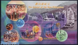 Hong Kong 1999 New Millennium S/s, Mint NH, Transport - Ships And Boats - Art - Bridges And Tunnels - Neufs