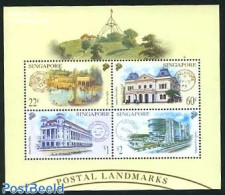 Singapore 2000 Postal Center S/s, Mint NH, Transport - Post - Stamps On Stamps - Ships And Boats - Art - Modern Archit.. - Poste