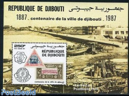 Djibouti 1987 Djibouti Centenary S/s, Mint NH, Transport - Stamps On Stamps - Ships And Boats - Timbres Sur Timbres