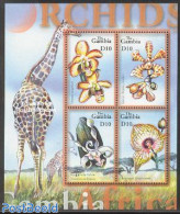 Gambia 2001 Orchids 4v M/s, Mint NH, Nature - Flowers & Plants - Giraffe - Orchids - Gambia (...-1964)