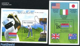 Gambia 1992 Open Golf Games 2 S/s, Mint NH, History - Sport - Flags - Golf - Sport (other And Mixed) - Golf