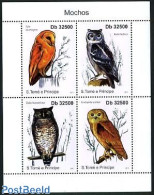 Sao Tome/Principe 2011 Owls 4v M/s, Mint NH, Nature - Birds - Birds Of Prey - Owls - Sao Tomé E Principe