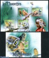 Central Africa 2011 Owls 2 S/s, Mint NH, Nature - Birds - Birds Of Prey - Owls - Zentralafrik. Republik