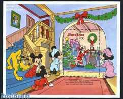 Sierra Leone 1990 Goofy, Christmas Stocking S/s, Mint NH, Religion - Christmas - Art - Disney - Noël