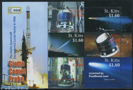 Saint Kitts/Nevis 2006 Giotto Comet Probe 6v M/s, Mint NH, Transport - Space Exploration - Other & Unclassified