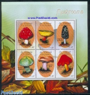 Saint Vincent 2001 Mushrooms 6v M/s, Mint NH, Nature - Mushrooms - Mushrooms