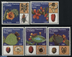 Congo Republic 1989 Cactus Flowers 5v, Mint NH, Nature - Cacti - Flowers & Plants - Sukkulenten