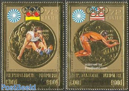 Cambodia 1973 Olympic Games 2v, Gold, Mint NH, Sport - Athletics - Olympic Games - Swimming - Atletiek