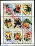 Comoros 1994 Flora 9v M/s, Mint NH, Nature - Flowers & Plants - Fruit - Mushrooms - Fruit