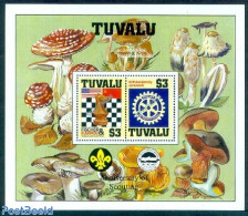 Tuvalu 1986 Chess/Rotary S/s Illustrated With Mushrooms, Mint NH, Nature - Sport - Various - Mushrooms - Chess - Rotary - Pilze
