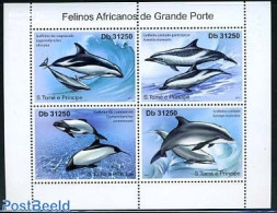 Sao Tome/Principe 2011 Dolphins 4v M/s, Mint NH, Nature - Sea Mammals - São Tomé Und Príncipe