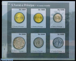 Sao Tome/Principe 2010 Coins 6v M/s, Mint NH, Nature - Various - Birds - Fish - Money On Stamps - Peces