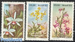 Brazil 1982 BRAPEX 3V FROM S/S, Mint NH, Nature - Flowers & Plants - Unused Stamps